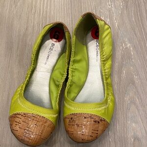 BCBGeneration Women's Citron Green and Tan Flats
